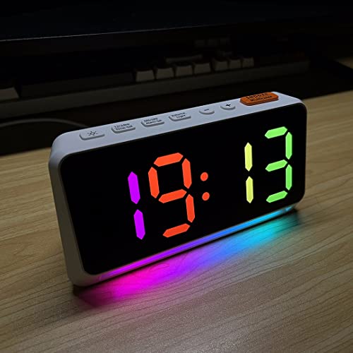 [Rgb] Super Loud Alarm Clock For Bedroom, Heavy Sleepers, Adults | Dynamic Rgb Color Changing Clock For Teens, Kids | Small Bedside Digital Clock With Led Display, Atmosphere Light, Usb Charger #TOP7