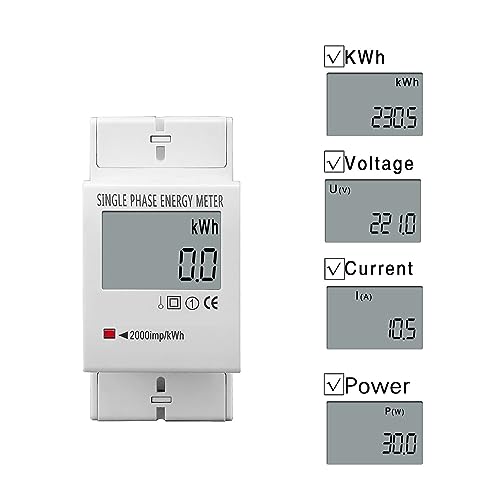 Medidor eléctrico monofásico de carril DIN 80A con pantalla LCD digital 2