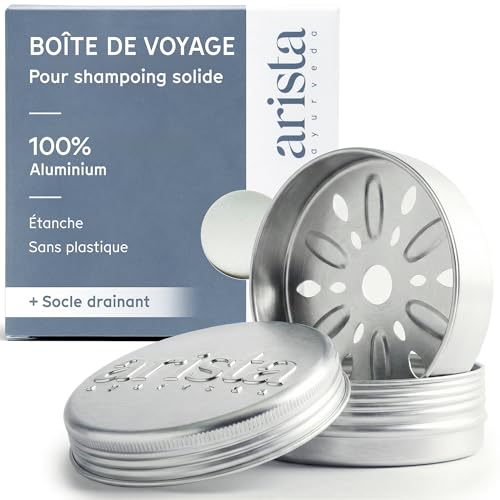 Arista Boite Shampoing Solide Aluminium, Boite a Savon Metal avec Couvercle et Drainage, Étanche, Solide, Compacte et Portable, Idéale pour Camping, Salle de Bain ou Salle de Sport