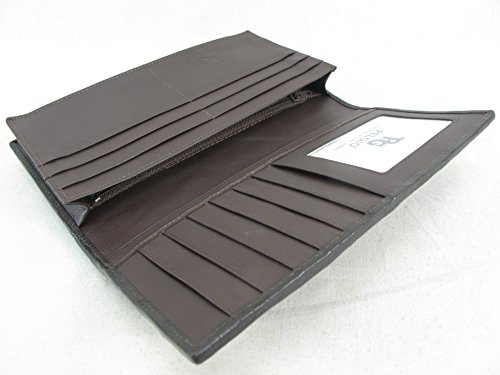 Genuine Crocodile Alligator Backbone Skin Leather Checkbook Long Wallet (Chocolate Brown)4