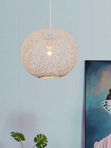 Image of Large Rattan String Ball Pendant Lampshade - (White)