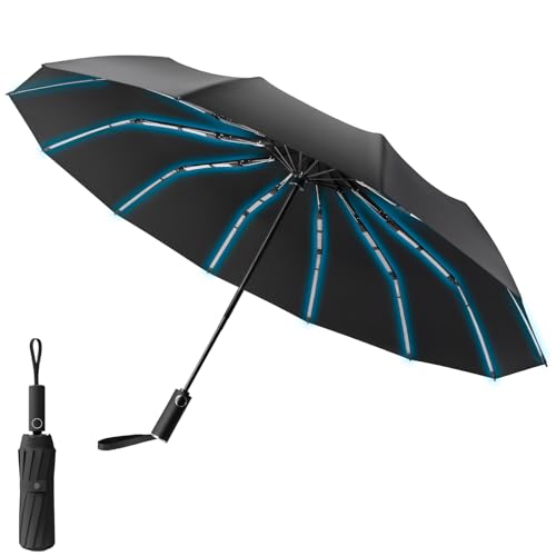 (-25%) Oziral Taschenschirm Automatik, Regenschirm Sturmfest, langlebig, wasserdicht, ausgestattet mit 12 verstärkten Rippen und 132 Mini-Rippen, leicht zu tragen, automatisches Öffnen und Schließen