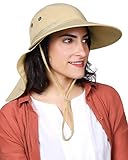 Womens Fishing Hiking Hat 100% Nylon Wide Brim Sun Hat Neck Flap UPF50+ UV Sun Protection Hat