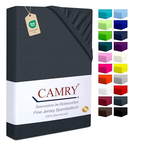 Camry Spannbettlaken Topper 140x200cm - 160x200cm Anthrazit Baumwolle Bettlaken Jersey Spannbetttuch Oeko-Tex 100
