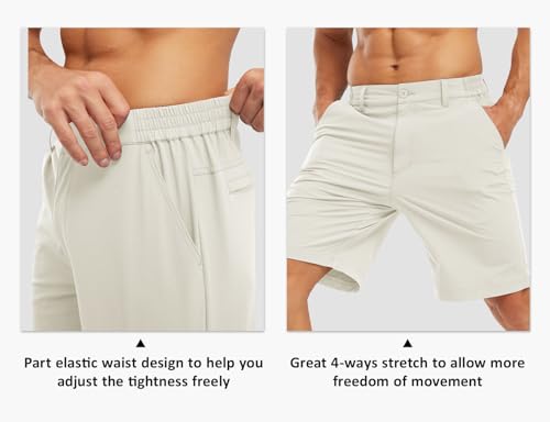 Image of TBMPOY Men's Golf Shorts Lightweight 5 Pockets Casual Dress Stretch Elastic Waist Quick Dry Flat Front Travel Shorts