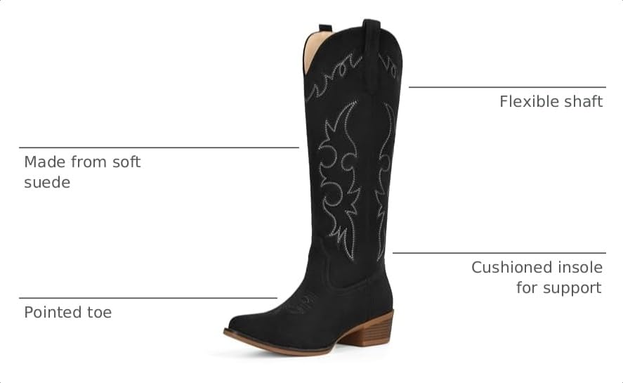 Image of Suede Cowboy Boots for Women Knee High Western Cowgirl Boots
