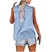 Linen Shirts for Women Sleeveless Collared Gauze Tops Oversized Button Down Work Shirt Business Casual Summer Blouse