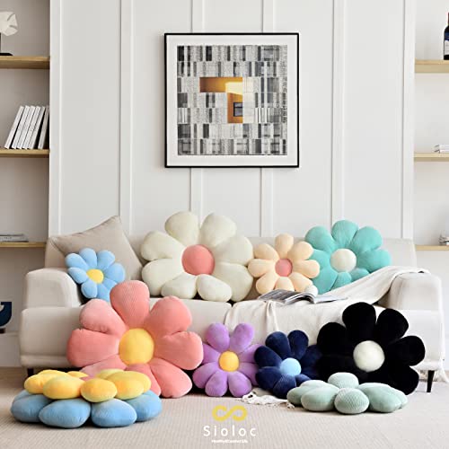 Sioloc Blumenförmiges Kissen, Gänseblümchen-Kissen, Bodenkissen, Sitzkissen, Wohndekoration & Plüsch-Wurfkissen für Bett, Sofa, Sessel (Lavendel, 38cm)