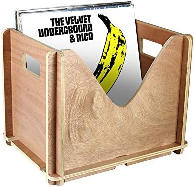 Vinyl Record Storage Crate, 15 x 12 Inches, Brown, Plywood