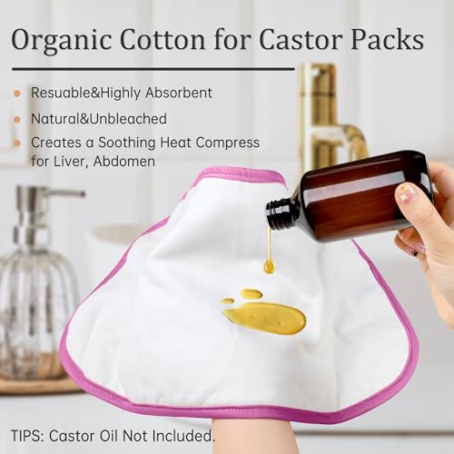 Image of Reusable Castor Oil Pack Wrap for Liver Detox, Castor Oil Wrap for Stomach Less Mess, Elastic Strap Machine Washable Anti Oil Leak 2pcs