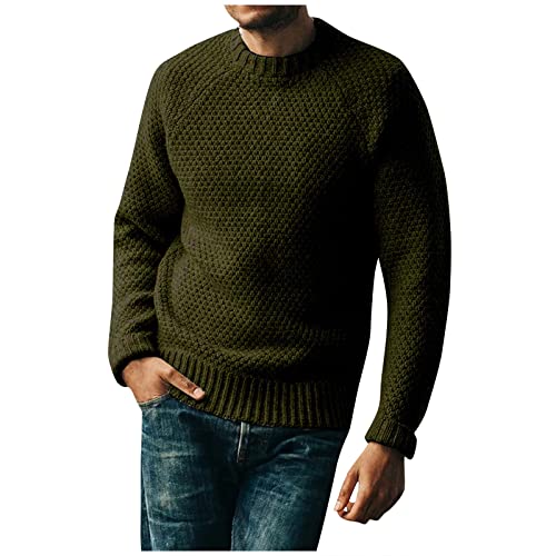 Men's Cute Sweaters Solid Color Casual Round Neck Pullover Sweater Long Sleeve Knitwear Turtle Necks, XL-3XL