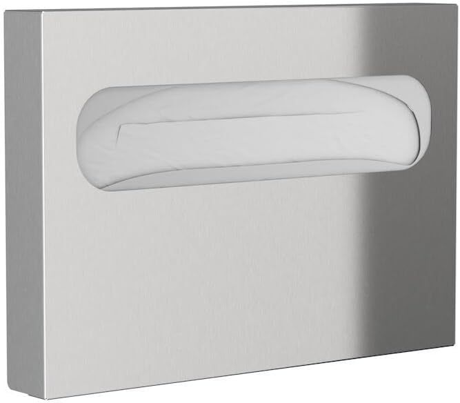 Bradley Standard Low Capacity Toilet Seat Cover Dispenser for Commercial Restroom, Surface-Mounted, 250 Standard Single-Fold or Half-Fold Liner Capacity, Stainless Steel, Satin Finish, 5831