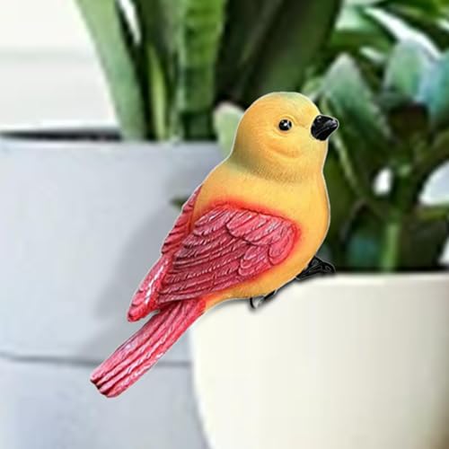Figurine oiseau avec pot de fleurs en résine, cadeau idéal maison