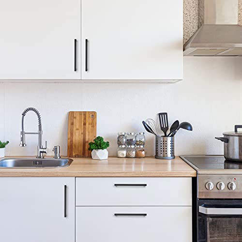 Image of Ravinte Matte Black Kitchen Cabinet Handles 6-1 /4 Inch Pulls 40 Pack | Solid Zinc Alloy , Smooth Design, Screws Included, Square Pulls for Kitchen Drawers & Cupboards
