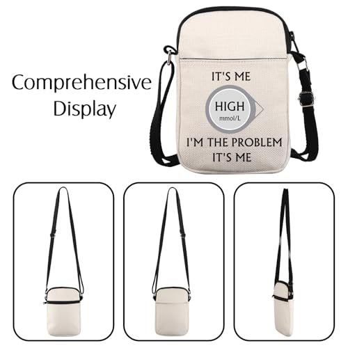 JNIAP Diabetes Awareness Gift It's Me High mmol/L I'm The Problem it's Me Crossbody Bag Diabetes Support Gift2
