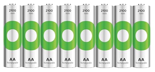 Batterie Ricaricabili AA GP Recyko, 2100 mAh, Confezione da 8 pezzi Eco-sostenibili, Pile Ricaricabili fino a 500 volte e pronte all’uso