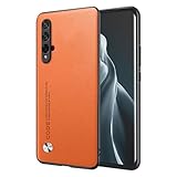EASSGU Custodia per HUAWEI Nova 5T / Honor 20 (6.26" Inches), Cover per Telefono in Stile Business con Retro in PU Pelle - Arancia