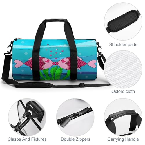 Sac week-end Poisson Rose compact 45x23x23cm aux sangles confort - 5