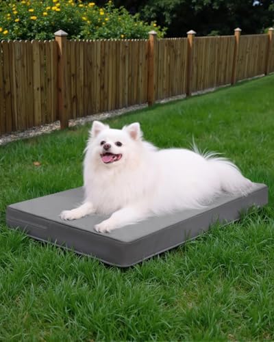 Favodormir Orthopädisches Hundebett Hunde 73x45cm,Abnehmbare Wassericht Kunstleder-Hülle Hundekissen Hundematratze für Hunde,Komfortable & Kühlende Für Innen- Und Außenbereich,Grau