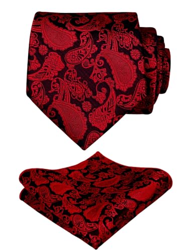 Conjunto de gravata floral casual com gravata Paisley, 169-vinho tinto, Tamanho Único