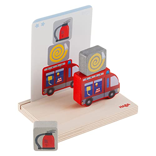 HABA 306706 - Stapelspielzeug Feuerwehr, Steck - & Stapelspiel ab 2 Jahren, Made in Germany