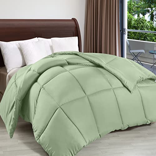 Utopia Bedding Comforter Duvet Insert, Quilted Comforter with Corner Tabs, Box Stitched Down Alternative Comforters Queen Size (Sage Green)