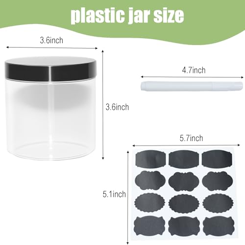 Jninexiu 12Pcs 16oz Plastic Jars with Lids, Plastic Containers with Lids for Kitchen & Household Storage of Dry Goods, Nuts, Cookie and more - Thumbnail 2