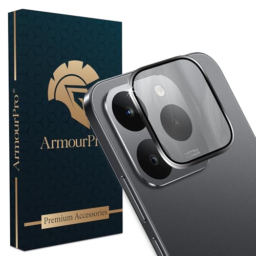 Image of ArmourPro Camera Rings Tempered Glass Compatible for Realme 15T (6.57 Inches) Tough HD Individual Aluminum Alloy Rings 9H Camera Cover, Scratch-Resistant,Camera Lens Protection| Black, 1 Pack