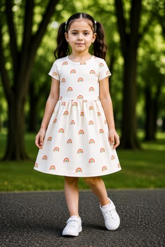 Image of EIO Girls Cotton Frock Dress Combo Pack et | Multicolor Knee Length Casual Dresses for Kids | Soft & Breathable Summer Wear Outfit Frock Set
