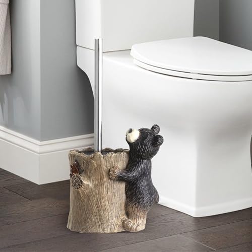 Bear Toilet Brush Holder Set, Black Bear Toilet Bowl Brush Cleaner Bathroom