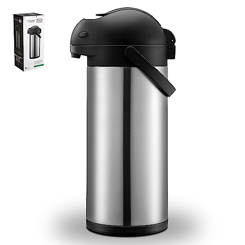 Alpine Cuisine Stainless Steel Thermos Vacuum 5-L Hand Pressed with Plastic Handle & Lid, Leak-Proof Sports drinks jug flask for Water Coffee Tea, Comfortable & Lightweight, Hot & Cold Beverage
