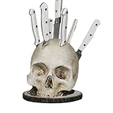 Horror-Schädel-Messerblock – gruseliger Skelett-Küchenaufbewahrungsmesserhalter | Dekoratives Tischregal | Horror-Themen-Harz-Displayhalter-Akzentstück, einzigartige Lösung für die Inneneinrichtung