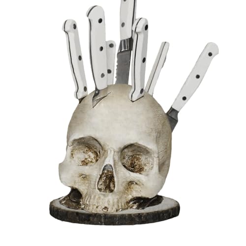 Bloque para cuchillos de cocina, soporte para cuchillos de calavera, soporte para cuchillos de esqueleto de resina, bloque de cuchillos para cocina, soporte para cuchillos para encimera, bloque de