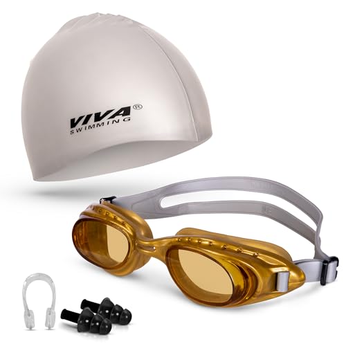Image of Swimming Goggles Combo 614 & Swimming Cap with 2 Ear Plug, Nose Clip Swimming Kit