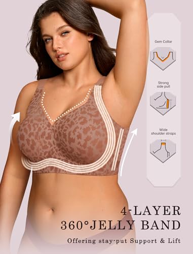 Image of OEAK Womens Wireless Jelly Bras Plus Size Support Push Up Comfortable Bra