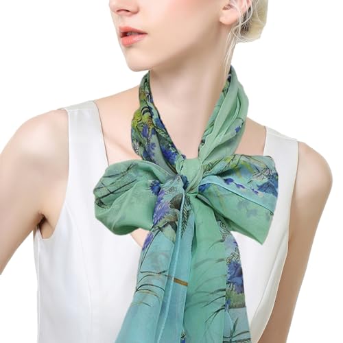 amokk 6 Packs Summer Scarf for Women Lightweight Floral Head Scarf Chiffon Shawl Warp4