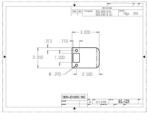 Don-Jo EL-125-630 拡張リップストライク ステンレススチール仕上げ
