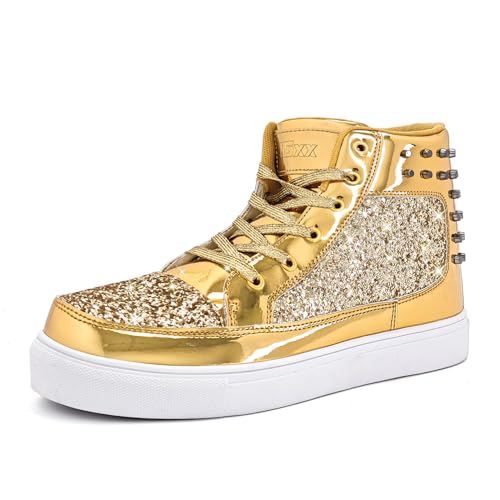 Image of IGxx Glitter Rivet Shoes Men Disco Punk High Top Women Sneakers