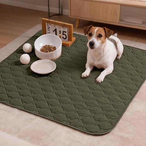 Image of gogobunny 100% Double Sided Waterproof Dog Blanket Soft Pet Bed Cover Reversible Protect Furniture Couch Sofa Car for Puppy Cat Kids (Dark Olive /Light Olive, 30x30 Inch (Pack of 1))