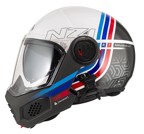 NZI MINIMOD Duo Watson Casco de Motocicleta, White Black & Power (White Black&Power, XXL)