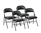 Black Vinyl Padded Folding Chair, 4-Pack