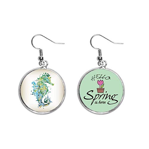Pendientes de hipocampo de vida marina colorida colgante para temporada de primavera