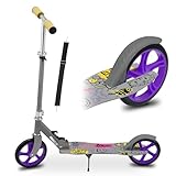 ✔ Pliable et portable : le dispositif de blocage rapide permet de la plier facilement ; grâce à son poids léger et à la sangle de couleur assortie, la trottinette peut être portée aisément