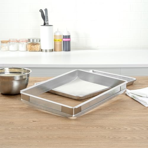 Restaurantware Sheet Pan Extender 1 Count 16 x 11 x 2 Inch Aluminum Commercial Baking Tool for Half Size Pans, Heavy-Duty Rectangular Bakeware Accessory, Straight Edge Stackable Silver Extender by Restaurantware - Image 7