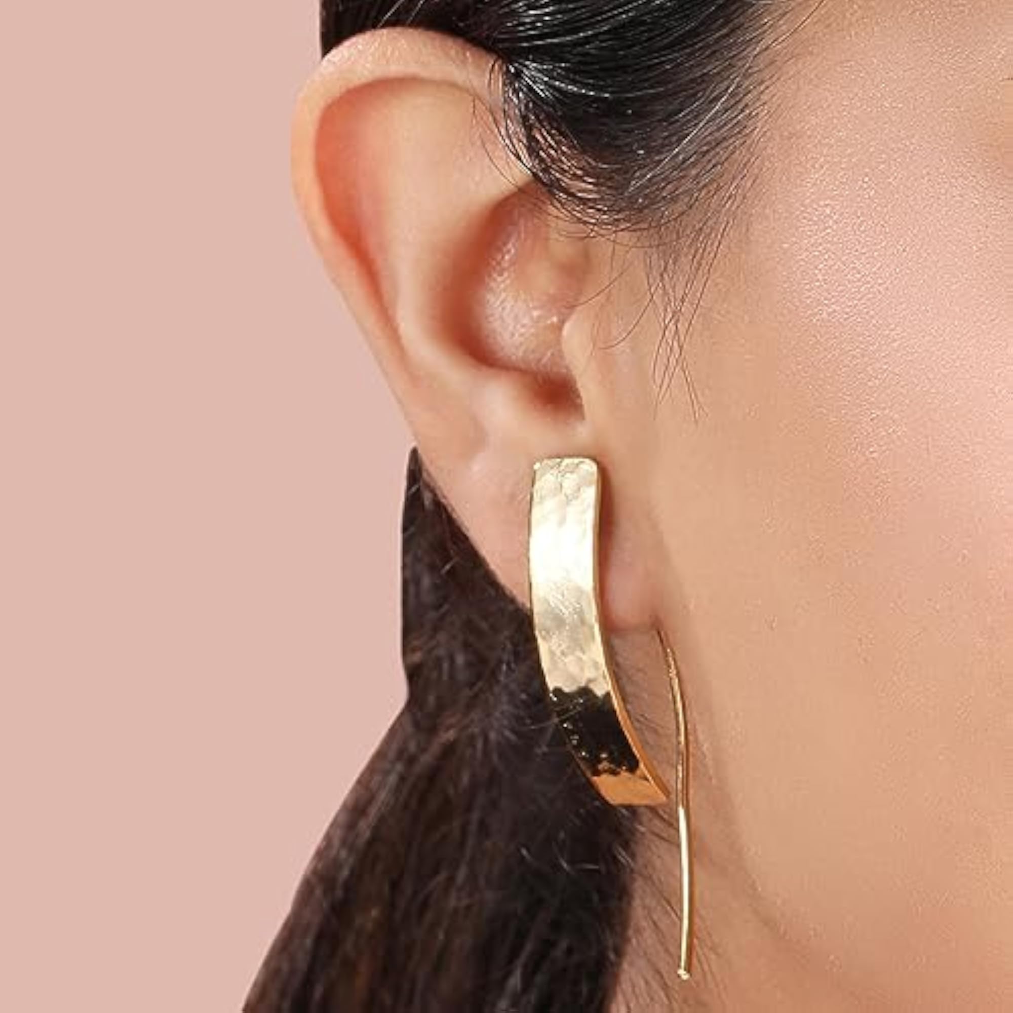 Finish Textured Long Drop Earrings Anti Tarnish & Light Weight