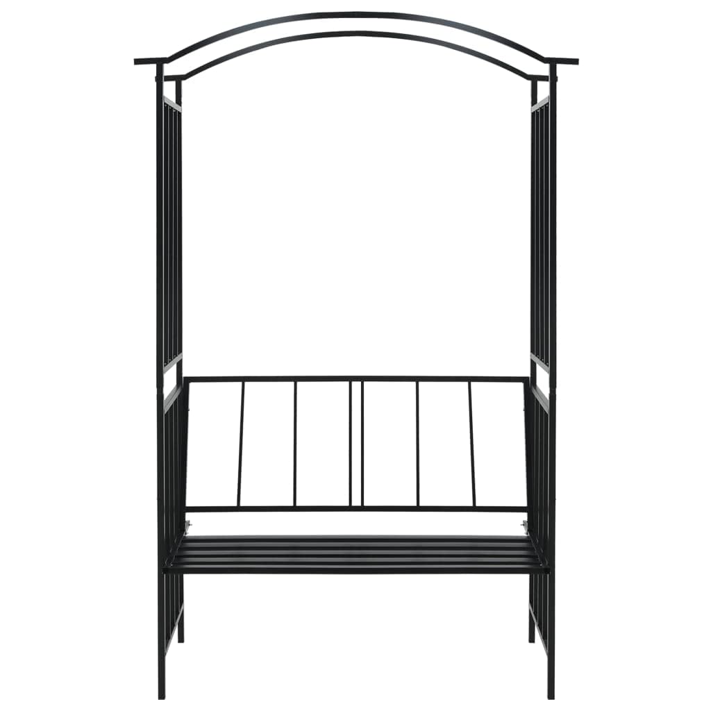 Arco da giardino nero, 128 x 50 x 207 cm, in ferro, arco per rose con panca come supporto per piante rampicanti, arco e seduta per giardino, terrazza o veranda