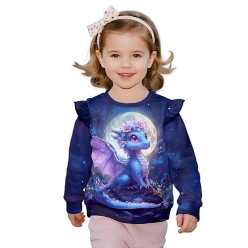 Xpyiqun Sweatshirt for Girls 1-8 Y Ruffle Pullover Top Casual Long Sleeve Shirt Kids Crewneck Sweater Streewear