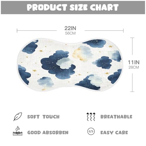 Watercolor Clouds Burp Cloths Cotton Baby Washcloths,Large 22x11in Burping Cloth Absorbent and Soft for Newborn Baby Boys and Girls,2 Pack4