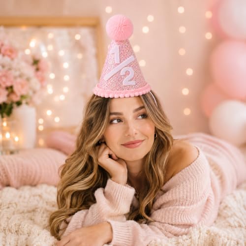 Image of piercing Half Birthday Decoration for kids, 1 /2 Birthday Decorations for kids, Half Way to One Decoration, Half Birthday Cap, Adorable Party Hat Milestone, Great for Photo Shoots