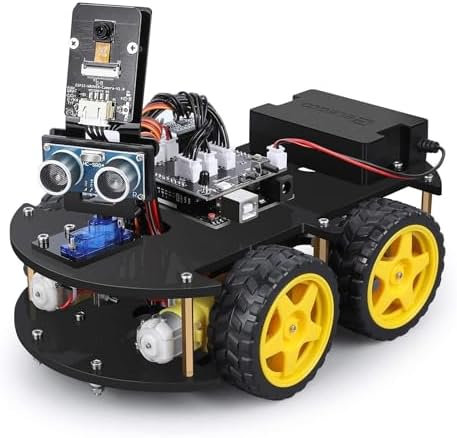 ELEGOO Inteligentny Zestaw Samochodowy Robota V4.0 Kompatybilny z Arduino IDE, Zestaw do Budowy Elektroniki z Kamerą, UNO R3, Moduł Bluetooth, Zabawki-Roboty Samochodowe dla Dzieci